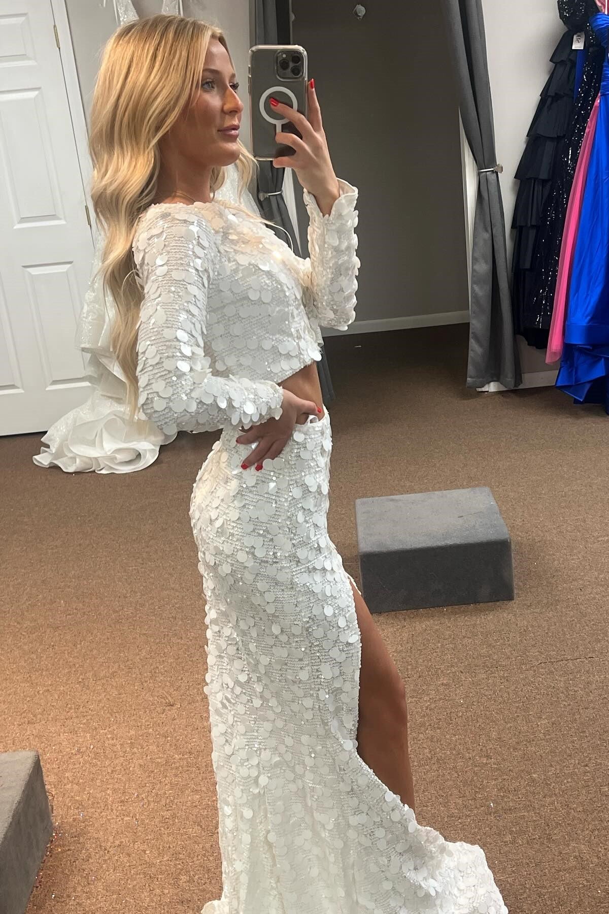 White lace two piece hotsell maxi dress