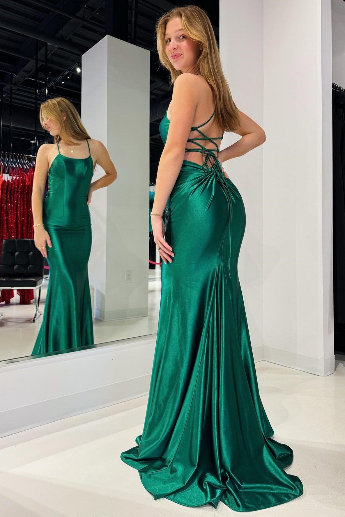 Embellished Stretch Satin Dress style CDS413 - Prom-Avenue