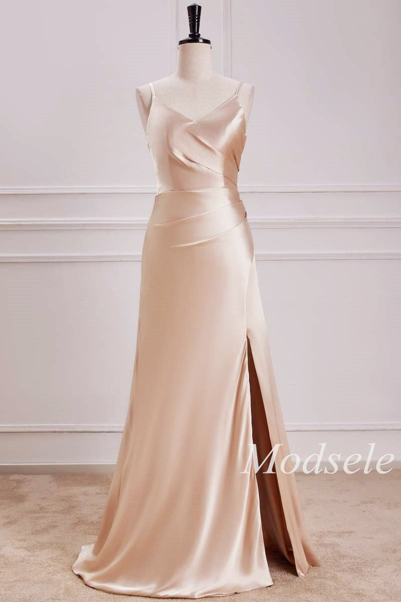 spice colored bridesmaid dresses One Sleeve Pleated Bodice With Layered Hem Detail Mermaid Gown – John Paul  Ataker
