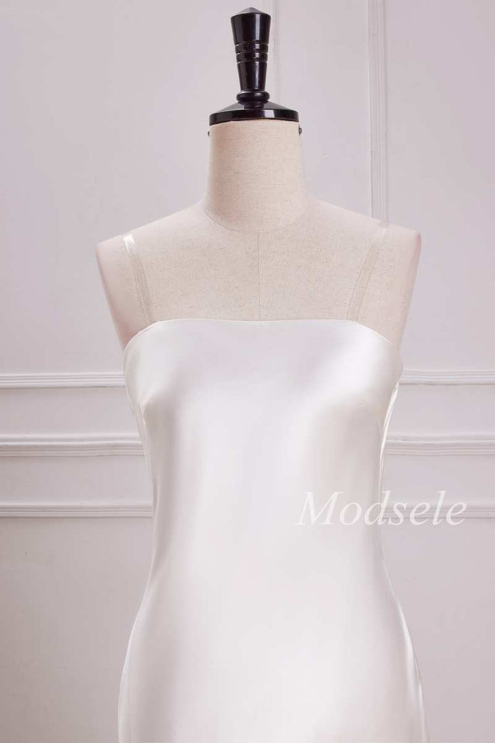 Cowl Back Strapless Mermaid Maxi Dress in White