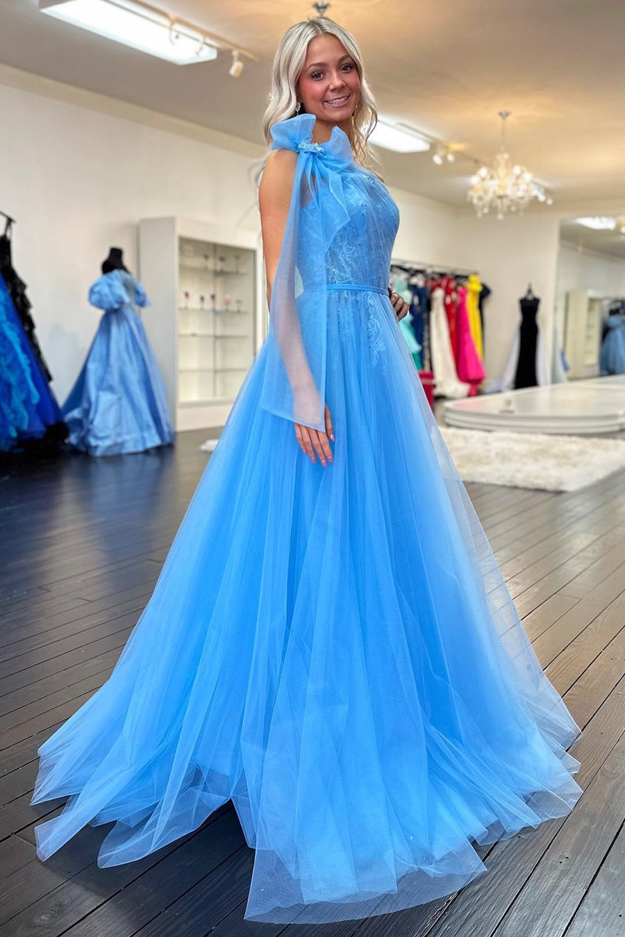 One-Shoulder Bow Strap A-Line Long Formal Dress Modsele One-Shoulder Bow Strap A-Line Long Formal Dress Modsele