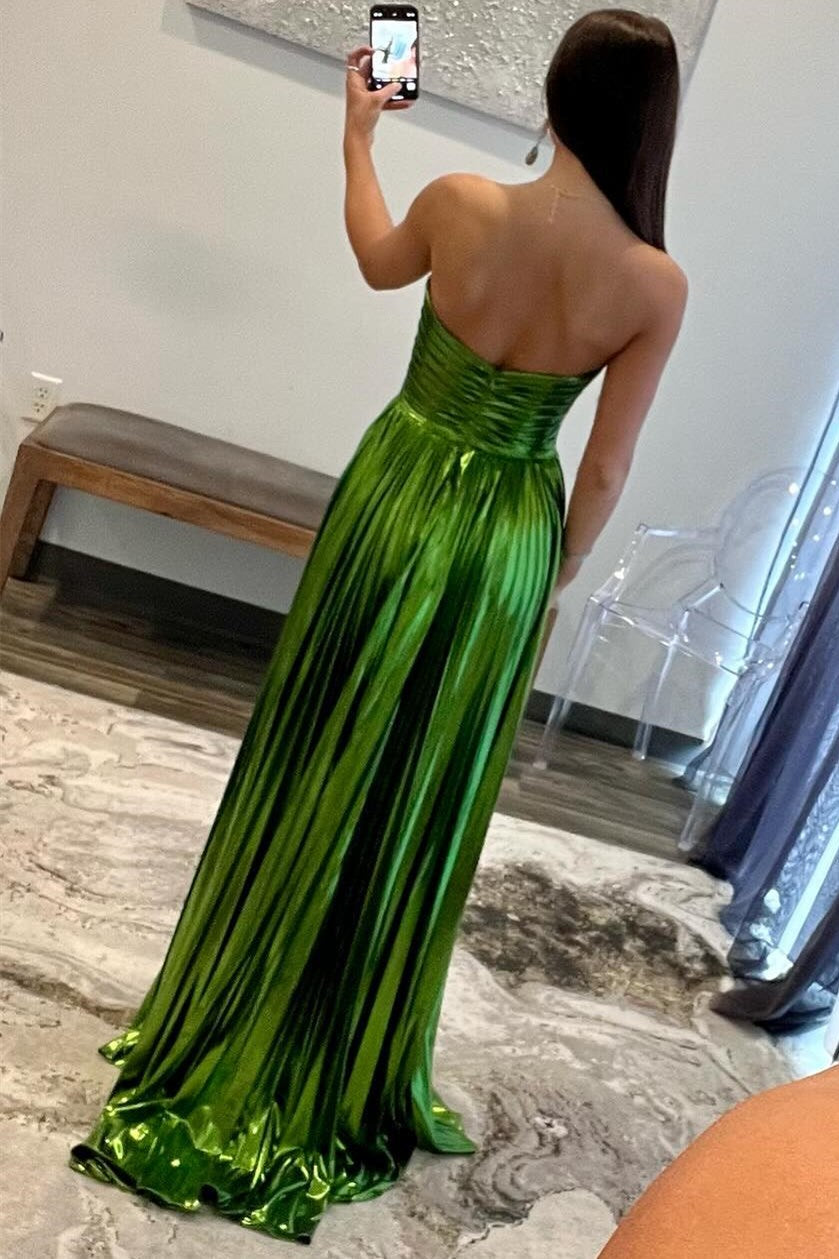 Metallic Strapless Pleated Gown in Rose Gold Modsele Metallic Strapless Pleated Gown in Rose Gold Modsele
