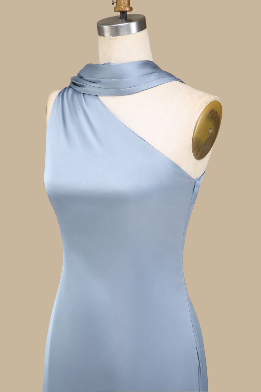 Dusty Blue One-Shoulder Maxi Dress with Sash Modsele Dusty Blue One-Shoulder Maxi Dress with Sash Modsele