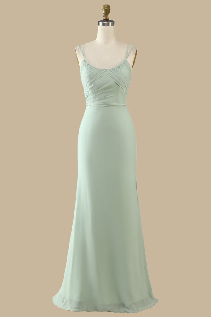 Scoop Neck Maxi Dress with Spaghetti Straps in Sage Green