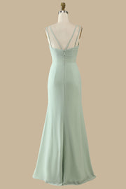 Scoop Neck Maxi Dress with Spaghetti Straps in Sage Green