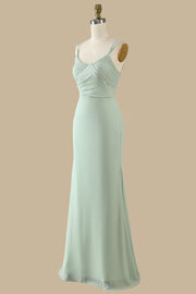 Scoop Neck Maxi Dress with Spaghetti Straps in Sage Green