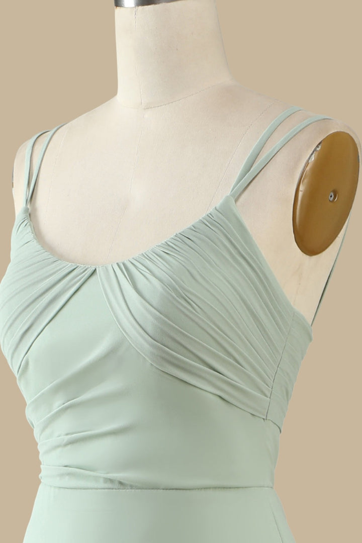 Scoop Neck Maxi Dress with Spaghetti Straps in Sage Green