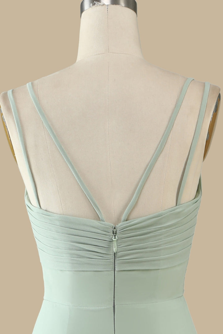 Scoop Neck Maxi Dress with Spaghetti Straps in Sage Green