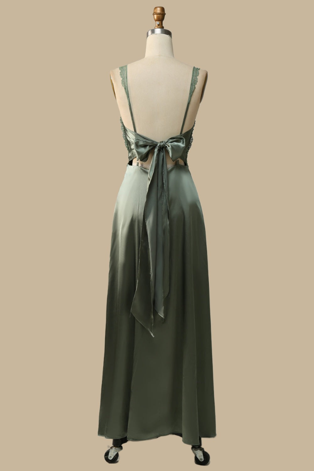 Olive Green Lace Tie-Back Maxi Dress Modsele Olive Green Lace Tie-Back Maxi Dress Modsele
