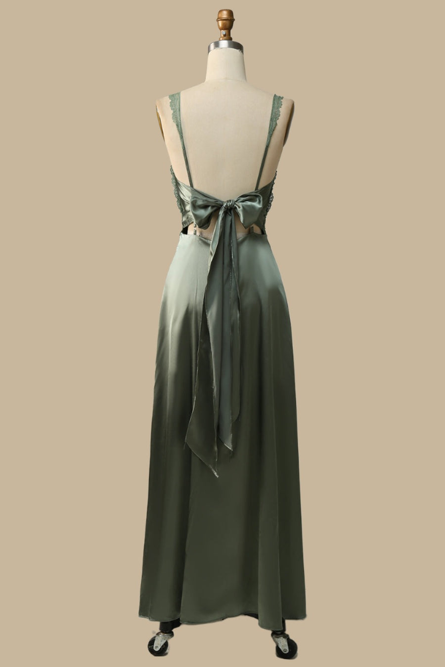 Olive Green Lace Tie-Back Maxi Dress Modsele Olive Green Lace Tie-Back Maxi Dress Modsele