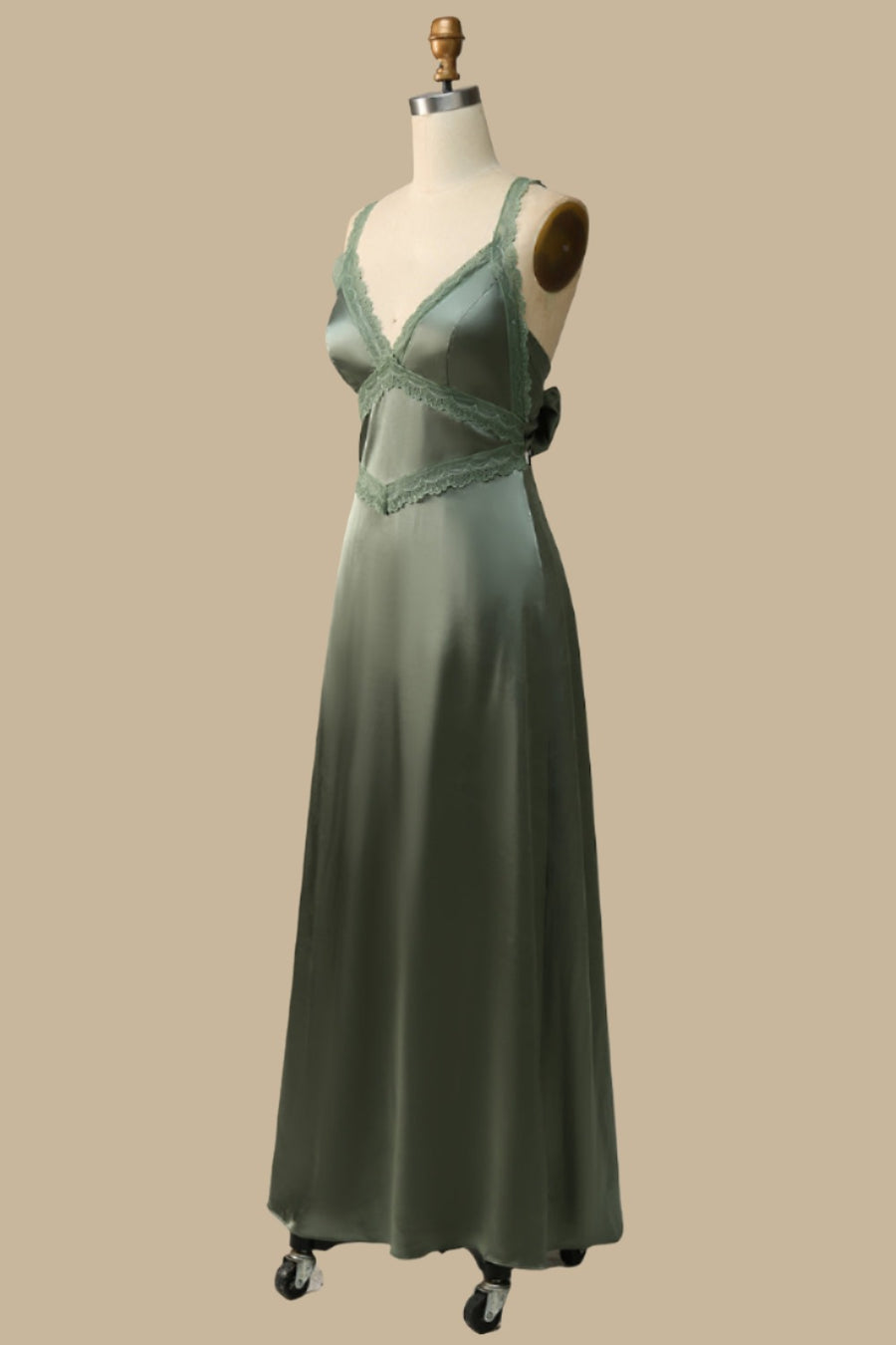Olive Green Lace Tie-Back Maxi Dress Modsele Olive Green Lace Tie-Back Maxi Dress Modsele