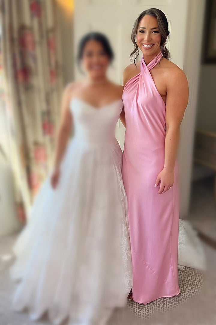 Hater Backless Long Bridesmaid Dress in Pink
