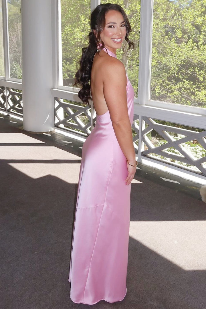 Hater Backless Long Bridesmaid Dress in Pink
