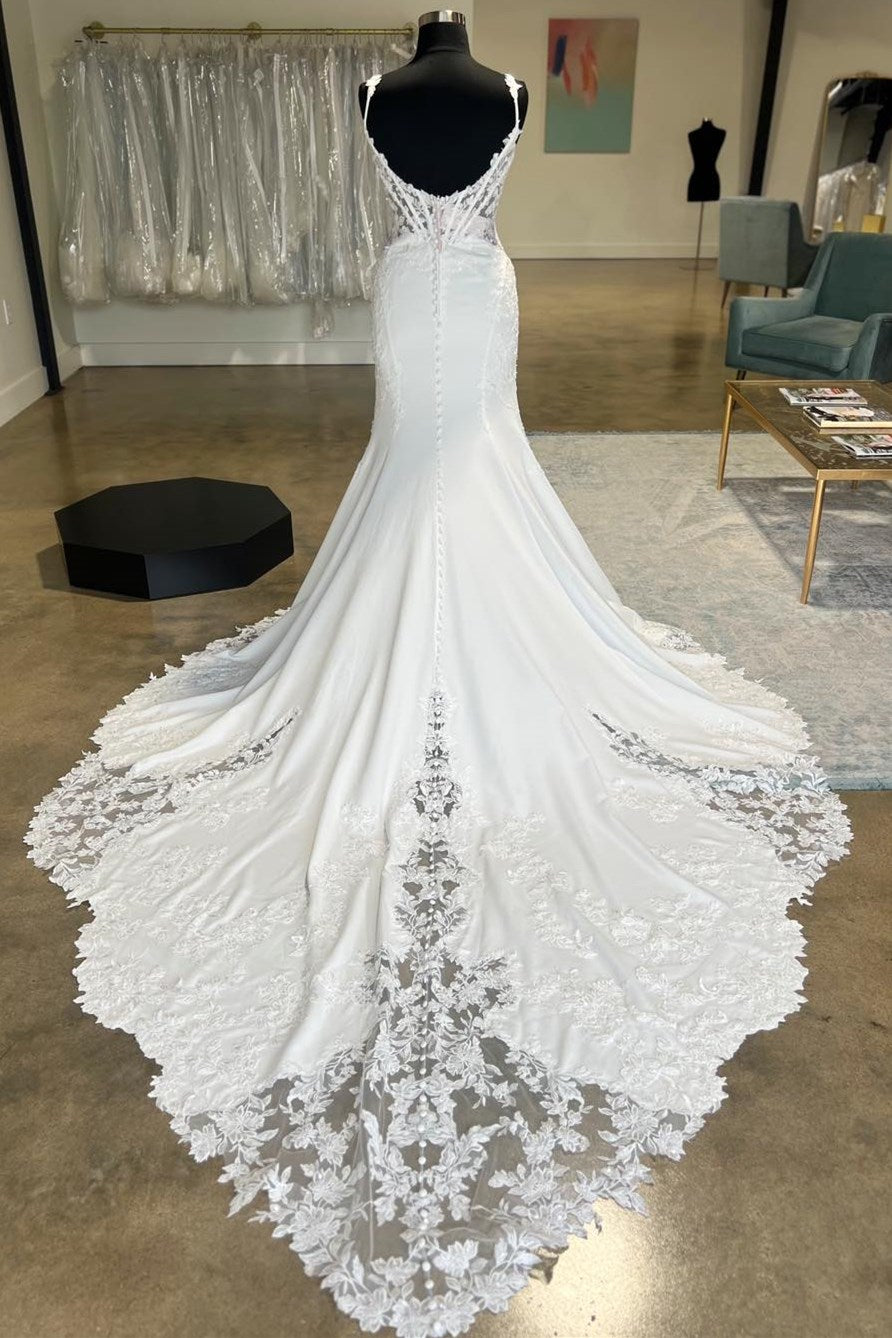 White Appliques Corset Backless Mermaid Long Wedding Dress Modsele White Appliques Corset Backless Mermaid Long Wedding Dress Modsele