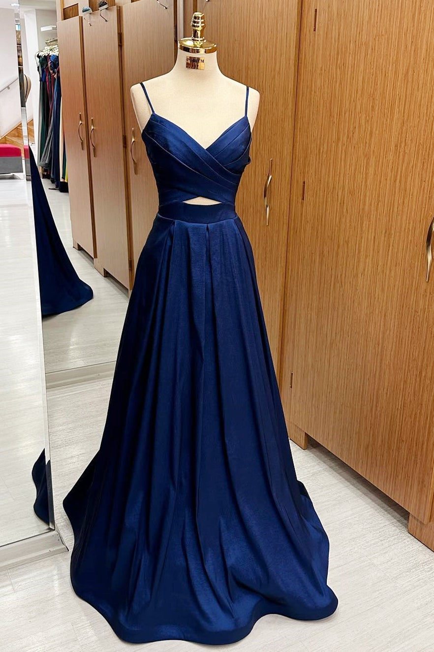 Royal Blue Surplice Cutout Lace-Up Maxi Dress