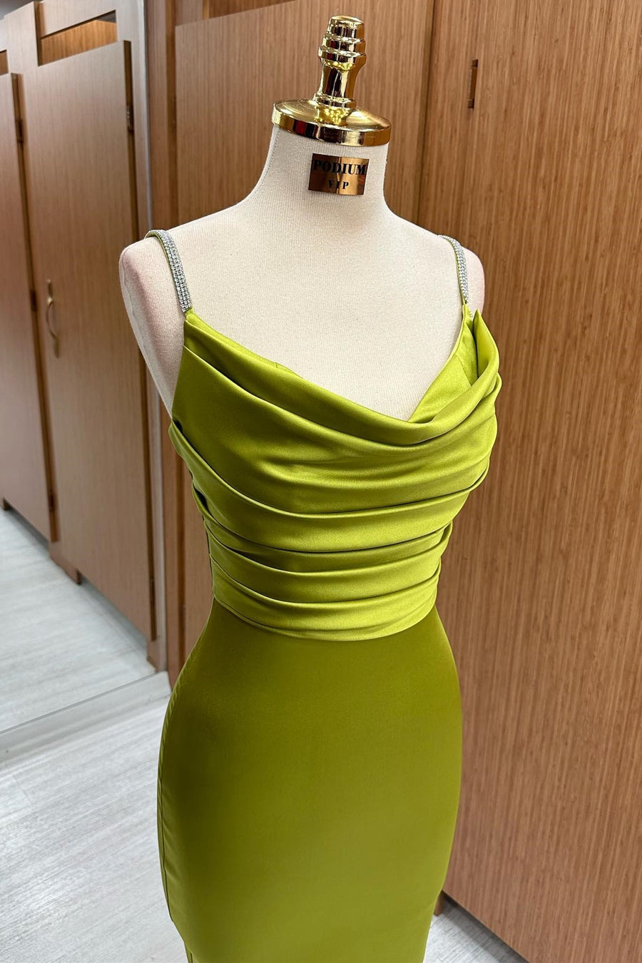 Olive Green Cowl Neck Midi Dress Modsele Olive Green Cowl Neck Midi Dress Modsele