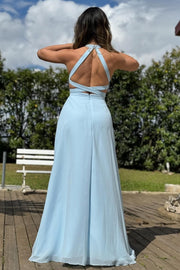 Sage Green Halter Maxi Dress with Slit