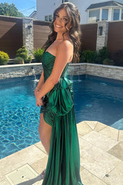 Metallic Green One-Shoulder Ruched Homecoming Dress