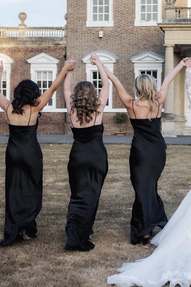Black Spaghetti Straps Cowl Neck Satin Long Bridesmaid Dress Modsele Black Spaghetti Straps Cowl Neck Satin Long Bridesmaid Dress Modsele