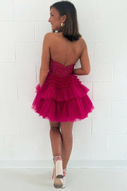 Halter Plunging V-Neck Sleeveless Ruffles Short Homecoming Dress