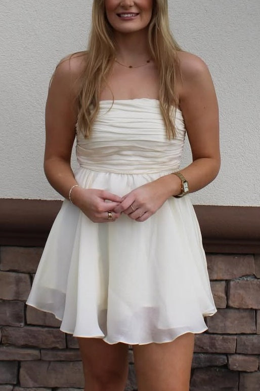 A-Line Strapless Empire-Waist Sleeveless Short Party Homecoming Dress Modsele A-Line Strapless Empire-Waist Sleeveless Short Party Homecoming Dress Modsele