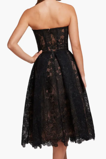 Black A-Line V-Neck Empire-Waist Sleeveless Lace Short Homecoming Dress