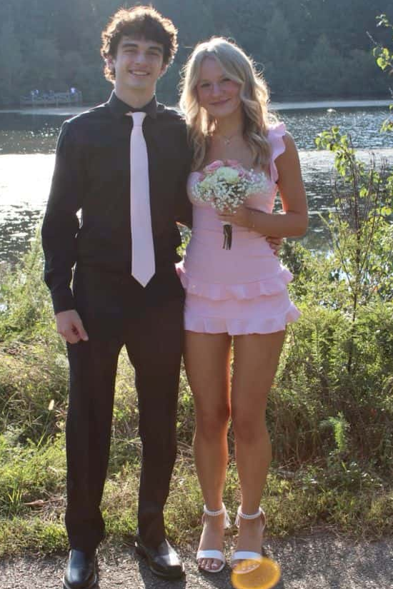 Pink Sweetheart Sleeveless Bodycon Ruffles Satin Short Homecoming Dress