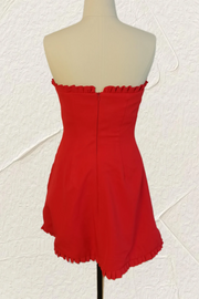 Red Strapless Ruffles Sheath/Column Sleeveless Homecoming Dress