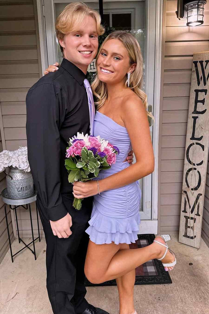 Strapless Pleated Satin Sleeveless Ruffles Mini Cocktail Homecoming Dress