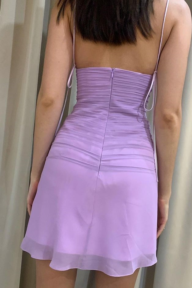 Spaghetti Straps Pleated Sleeveless Bodycon Homecoming Dress