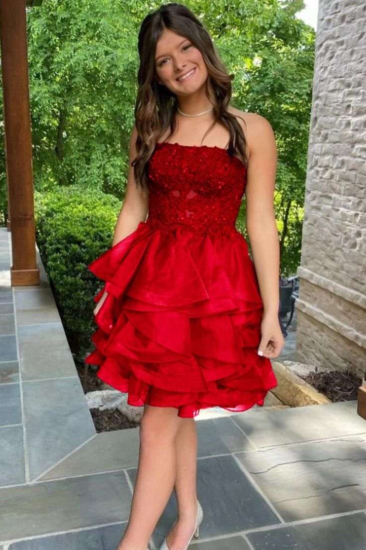 Strapless Empire-Waist A-Line Ruffles Sleeveless Short Homecoming Dres Modsele Strapless Empire-Waist A-Line Ruffles Sleeveless Short Homecoming Dres Modsele