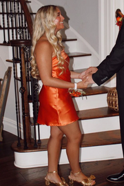 Classy Strapless Scoop Neck Satin Short Party Homecoming Dress