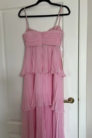 Pink Spaghetti Straps with Beads A-Line Ruffles Chiffon Homecoming Dress