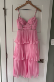 Pink Spaghetti Straps with Beads A-Line Ruffles Chiffon Homecoming Dress