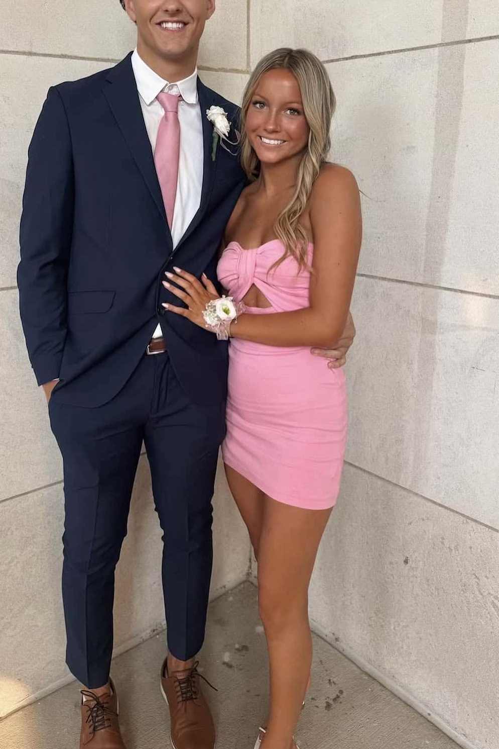 Cute Strapless Twist Sleeveless Satin Tight Party Homecoming Dress
