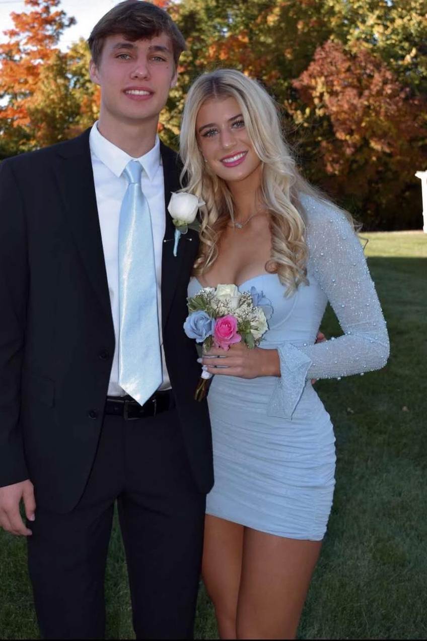 Classy Pleats Long Sleeves with Pearls Tight Homecoming Party Dress