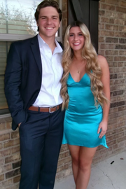 Spaghetti Straps V-Neck Satin A-Line Sleeveless Short Homecoming Dress
