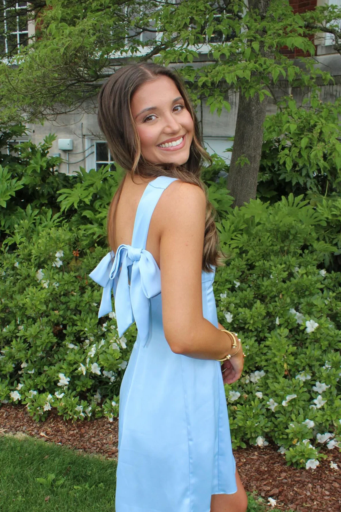 Cute A-Line Straps Square Neck Satin with Bow Short Homecoming Dress