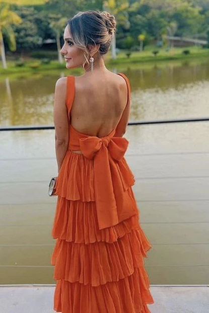 Elegant Straps Square Layered Sleeveless Long Prom Formal Dress Modsele Elegant Straps Square Layered Sleeveless Long Prom Formal Dress Modsele