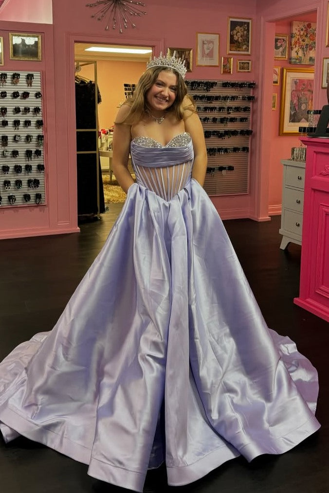 Strapless A-Line Empire-Waist Beads Sleeveless Long Prom Dress Modsele Strapless A-Line Empire-Waist Beads Sleeveless Long Prom Dress Modsele
