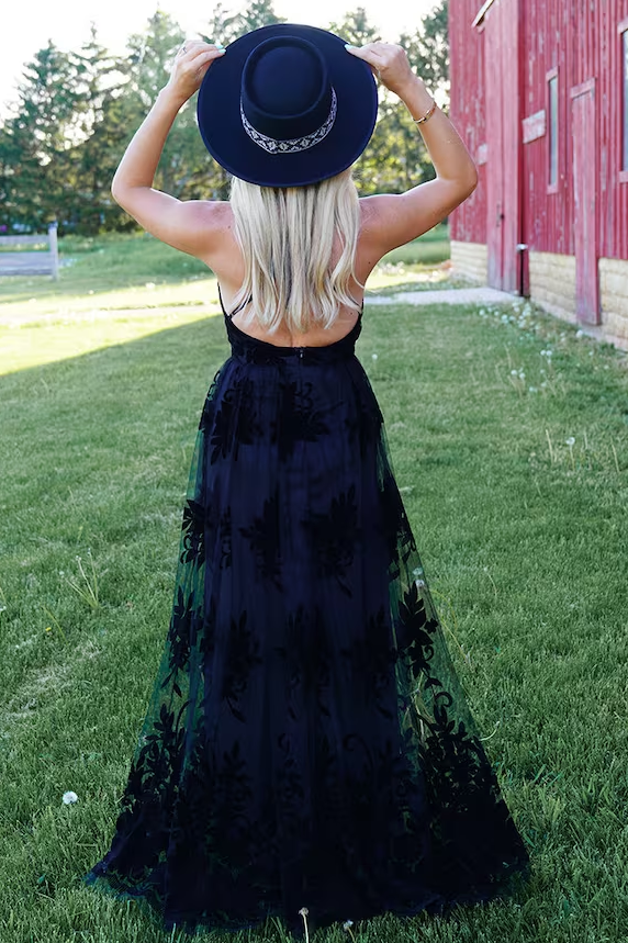 Black A-Line V-Neck Appliques Sleeveless Empire-Waist Formal Prom Dres Modsele Black A-Line V-Neck Appliques Sleeveless Empire-Waist Formal Prom Dres Modsele