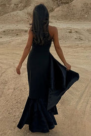 Black Strapless Scoop Neck Mermaid Sleeveless Formal Prom Dress