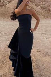 Black Strapless Scoop Neck Mermaid Sleeveless Formal Prom Dress