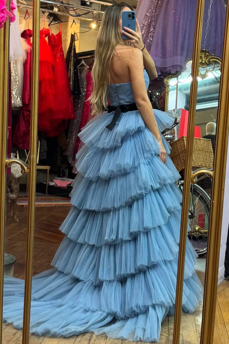 Cute Sweetheart Strapless Layered Tulle Empire-Waist Formal Prom Dress Modsele Cute Sweetheart Strapless Layered Tulle Empire-Waist Formal Prom Dress Modsele