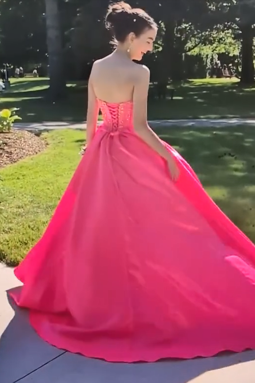 Strapless A-Line Sweetheart Beads Pleated Empire-Waist Prom Dress