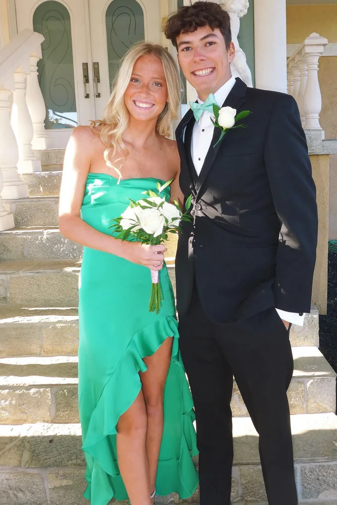 green prom dress with tux Tux to match emerald green prom dress