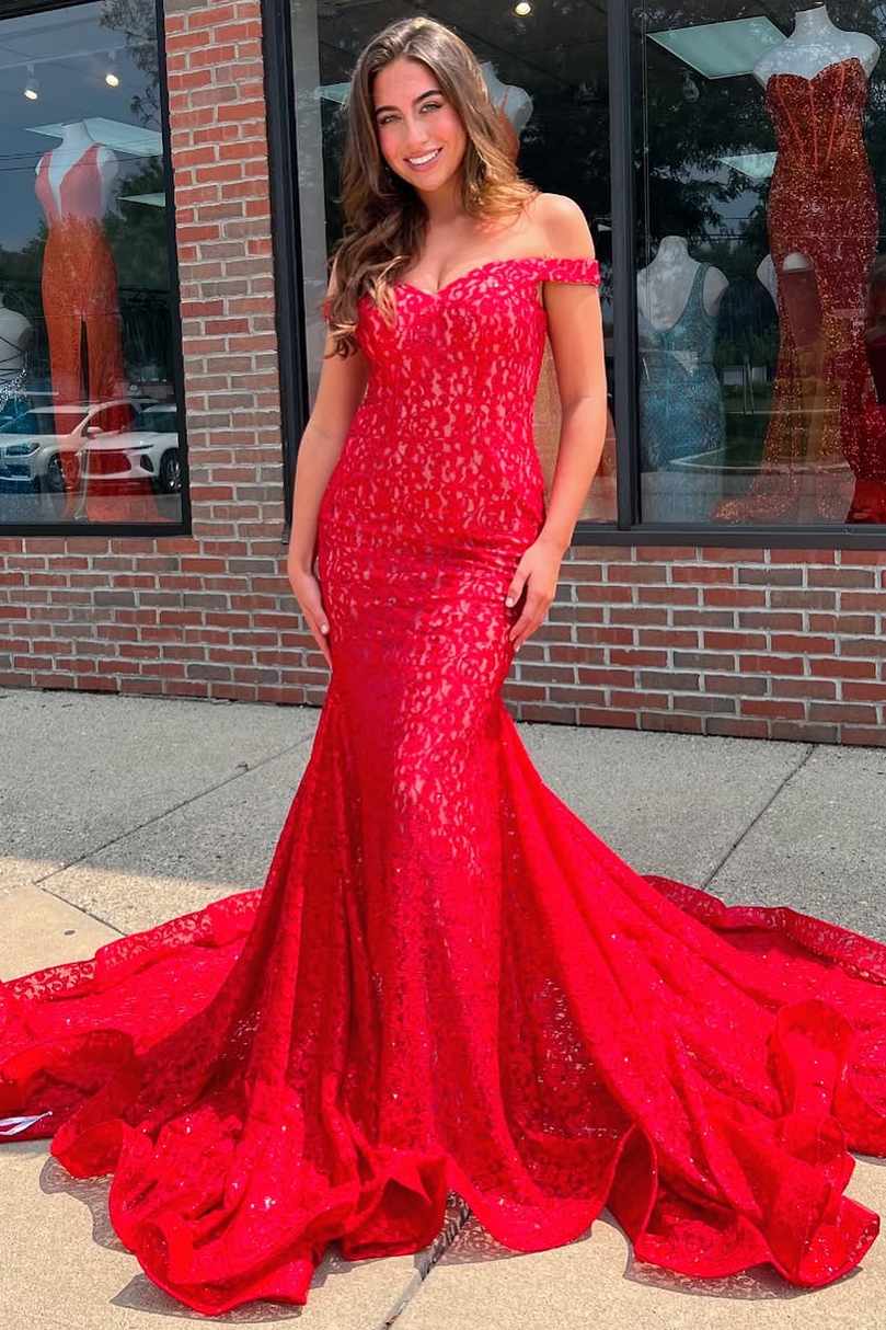 strapless open back dress Off Shoulder Orange Satin Mermaid Long Evening Prom Dresses, Custom Pr –  MarryLover main image 1