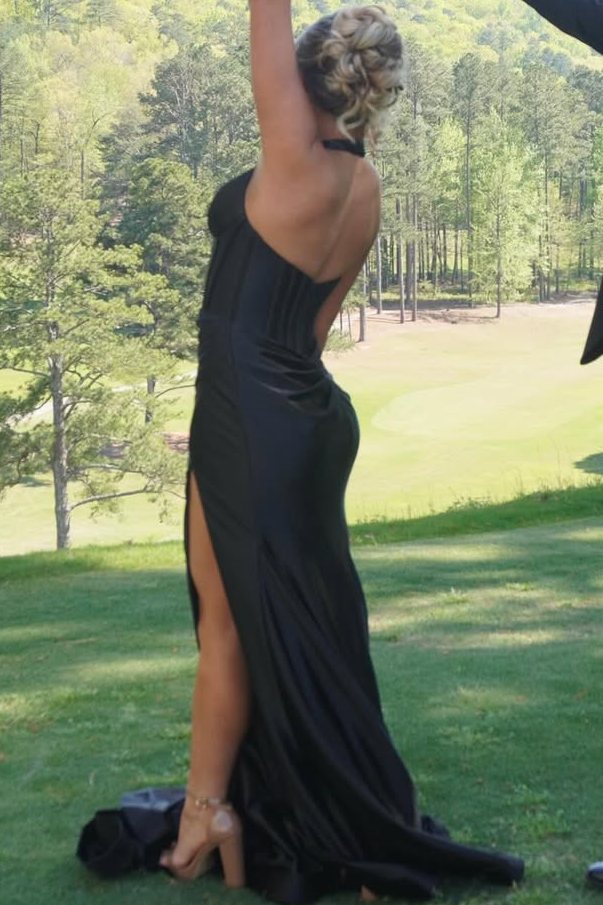 Classy Halter Deep V-Neck Satin Mermaid Prom Formal Dress with Slit Modsele Classy Halter Deep V-Neck Satin Mermaid Prom Formal Dress with Slit Modsele