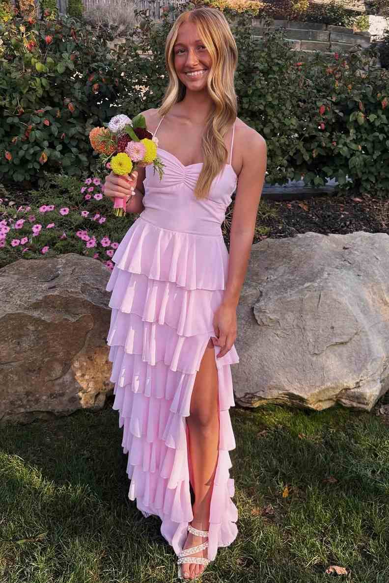 pink spaghetti strap ruffle dress Azalea Sweetheart Spaghetti Straps Ruffles Short Homecoming Dress
