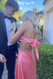 Simple Strapless A-Line Hollowing Satin Sleeveless Party Prom Dress